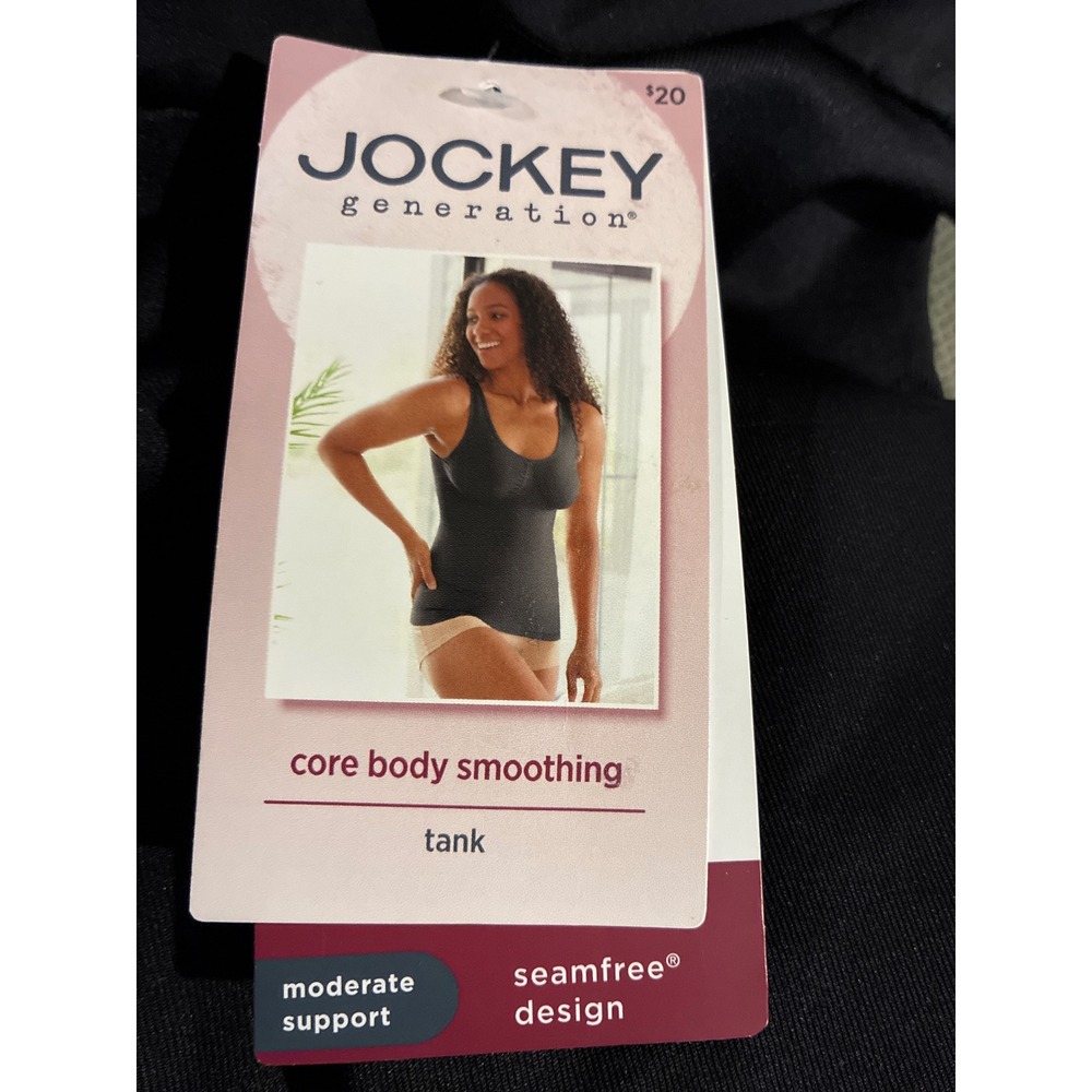 Jockey Generation Womens Core Body Smoothing Tank Black Seamfree Large NEW